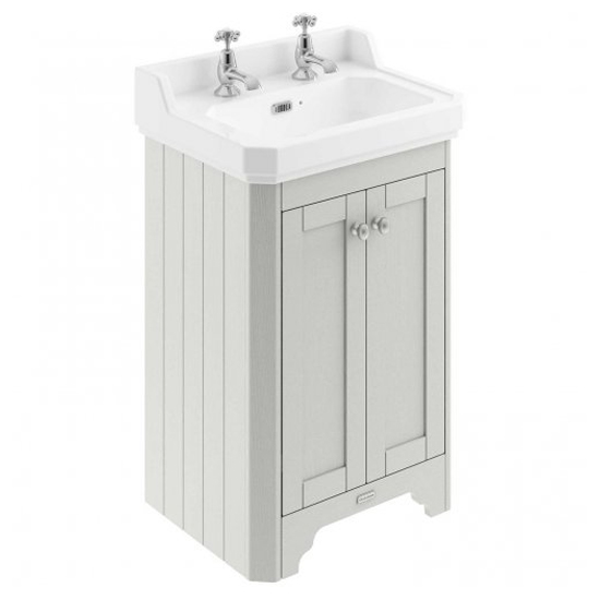 Ocala 56cm Floor Vanity Unit With 2TH Basin In Timeless Sand