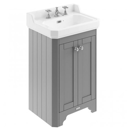 Product photograph of Ocala 56cm Floor Vanity Unit With 3th Basin In Storm Grey from Furniture in Fashion