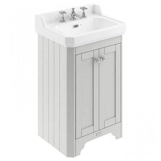 Read more about Ocala 56cm floor vanity unit with 3th basin in timeless sand