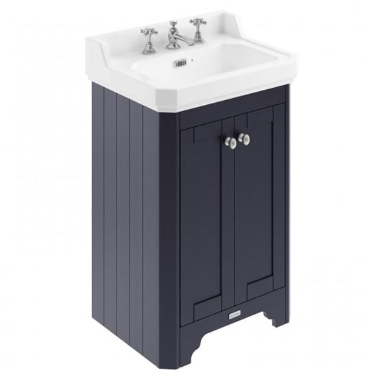 Read more about Ocala 56cm floor vanity unit with 3th basin in twilight blue
