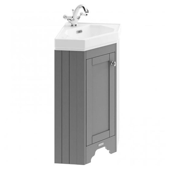 Product photograph of Ocala 59 5cm Corner Vanity Unit With 1th Basin In Storm Grey from Furniture in Fashion