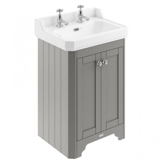 Product photograph of Ocala 59 5cm Floor Vanity Unit With 2th Basin In Storm Grey from Furniture in Fashion