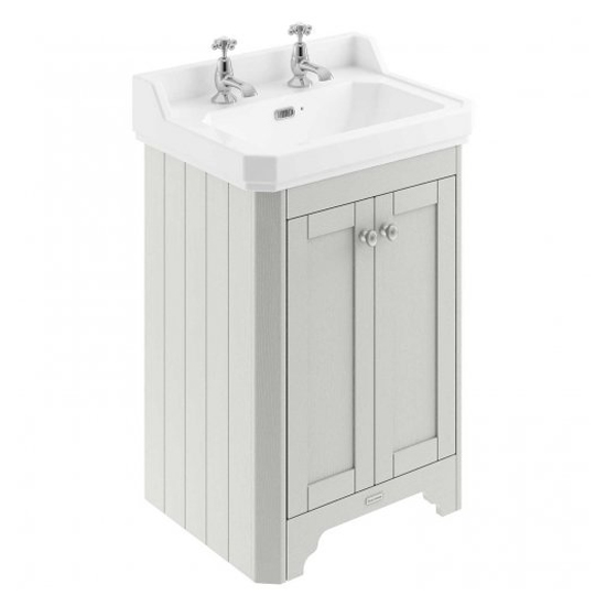 Ocala 59.5cm Floor Vanity Unit With 2TH Basin In Timeless Sand