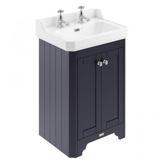 Product photograph of Ocala 59 5cm Floor Vanity Unit With 2th Basin In Twilight Blue from Furniture in Fashion