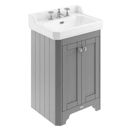 Product photograph of Ocala 59 5cm Floor Vanity Unit With 3th Basin In Storm Grey from Furniture in Fashion