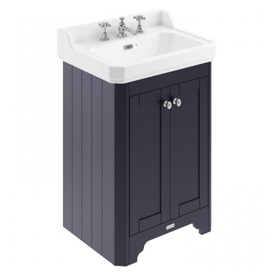 Read more about Ocala 59.5cm floor vanity unit with 3th basin in twilight blue