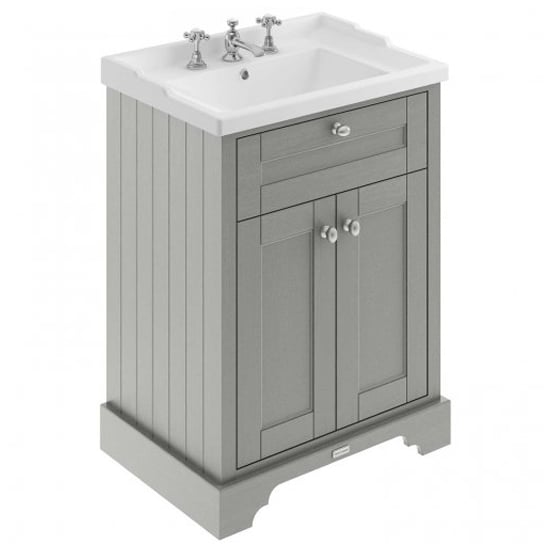 Read more about Ocala 62cm floor vanity unit with 3th basin in storm grey