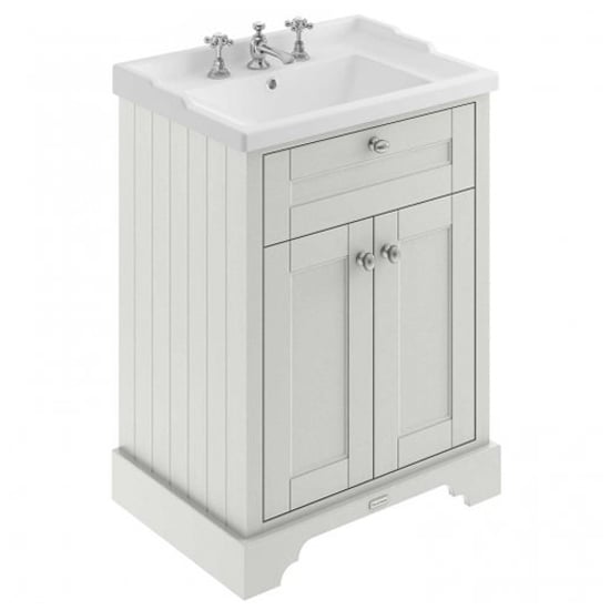 Product photograph of Ocala 62cm Floor Vanity Unit With 3th Basin In Timeless Sand from Furniture in Fashion
