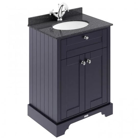 Read more about Ocala 62cm floor vanity with 1th black marble basin in blue
