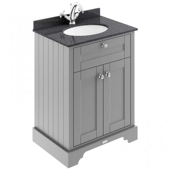 Read more about Ocala 62cm floor vanity with 1th black marble basin in grey