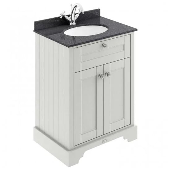 Photo of Ocala 62cm floor vanity with 1th black marble basin in sand