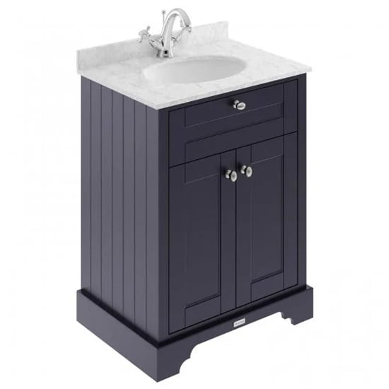 Read more about Ocala 62cm floor vanity with 1th grey marble basin in blue