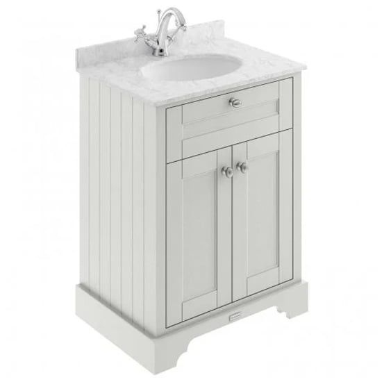 Read more about Ocala 62cm floor vanity with 1th grey marble basin in sand