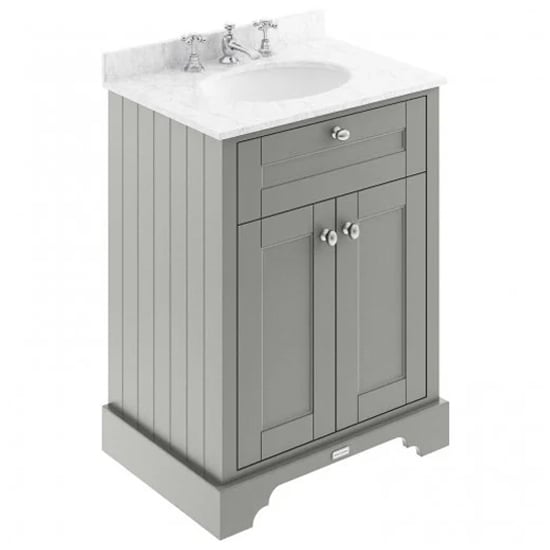Read more about Ocala 62cm floor vanity with 3th grey marble basin in grey