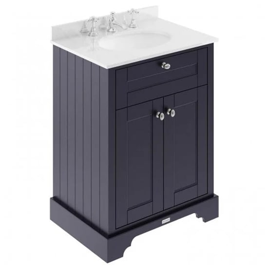 Product photograph of Ocala 62cm Floor Vanity With 3th White Marble Basin In Blue from Furniture in Fashion