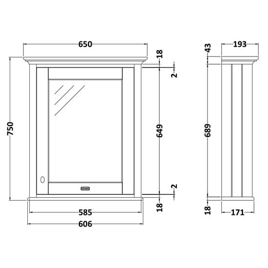 Ocala 65cm Mirrored Cabinet In Storm Grey With 1 Door_2