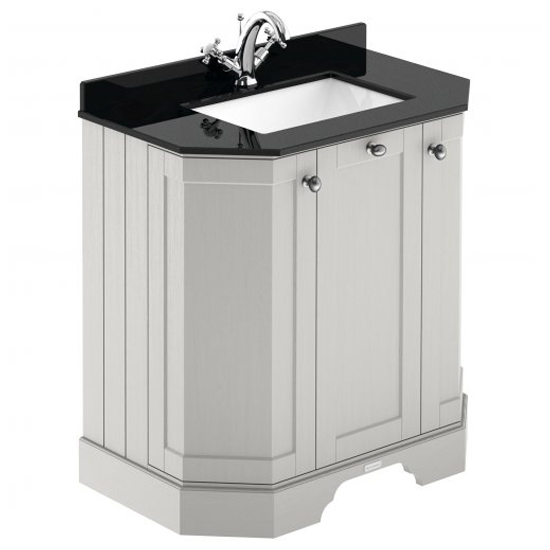 Read more about Ocala 77cm angled vanity with 1th black marble basin in sand