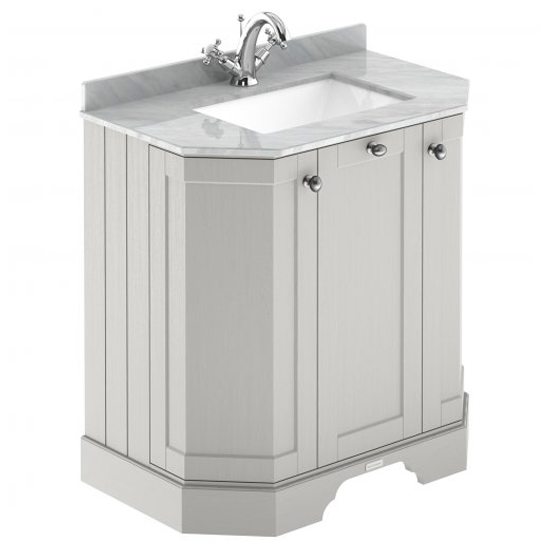 Ocala 77cm Angled Vanity With 1TH Grey Marble Basin In Sand