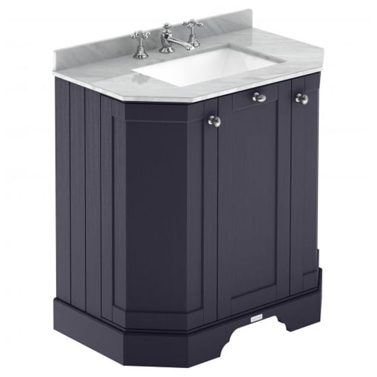 Read more about Ocala 77cm angled vanity with 3th grey marble basin in blue