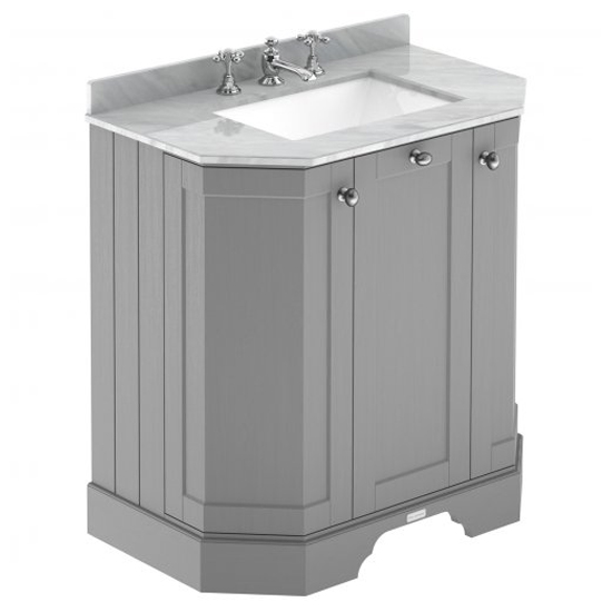 Product photograph of Ocala 77cm Angled Vanity With 3th Grey Marble Basin In Grey from Furniture in Fashion