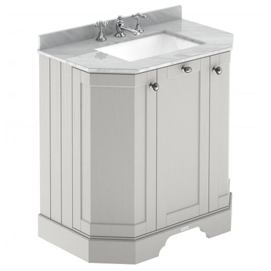 Ocala 77cm Angled Vanity With 3TH Grey Marble Basin In Sand