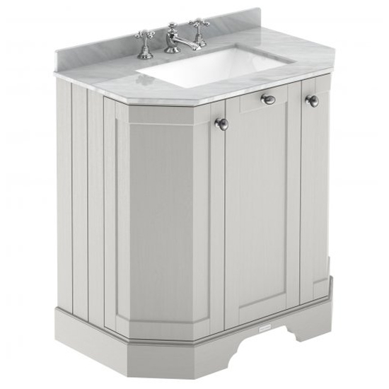 Read more about Ocala 77cm angled vanity with 3th grey marble basin in sand