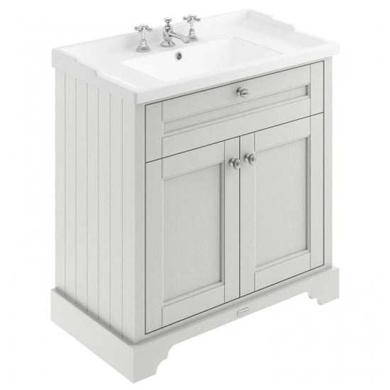 Product photograph of Ocala 82cm Floor Vanity Unit With 3th Basin In Timeless Sand from Furniture in Fashion