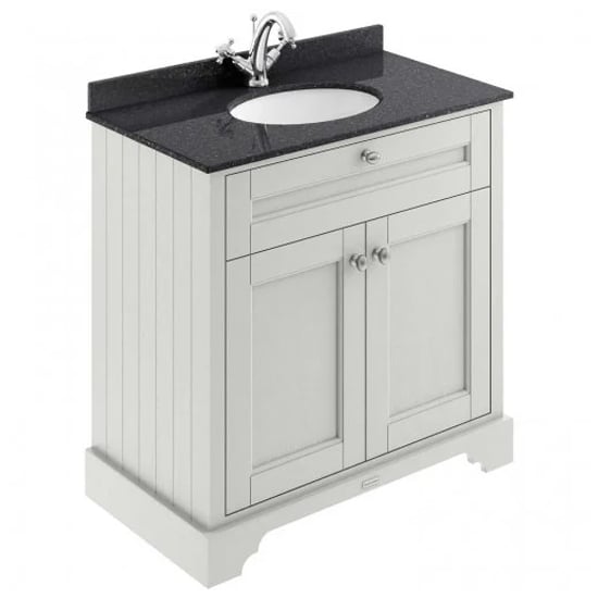 Read more about Ocala 82cm floor vanity with 1th black marble basin in sand