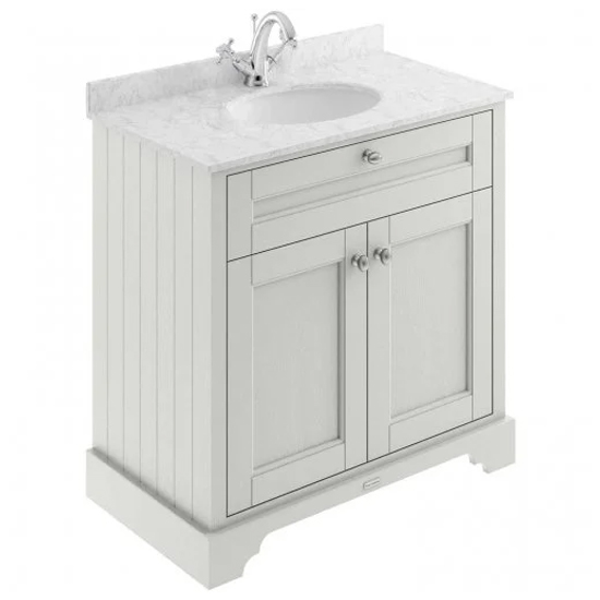 Read more about Ocala 82cm floor vanity with 1th grey marble basin in sand