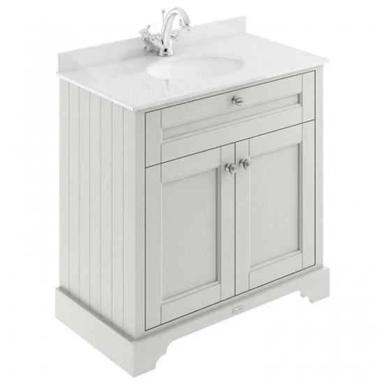 Read more about Ocala 82cm floor vanity with 1th white marble basin in sand