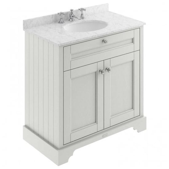 Read more about Ocala 82cm floor vanity with 3th grey marble basin in sand