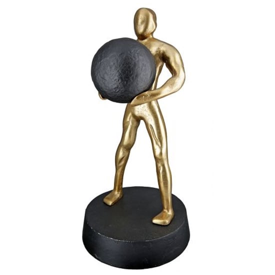 Ocala Aluminium Strong Man Two Sculpture In Gold And Black