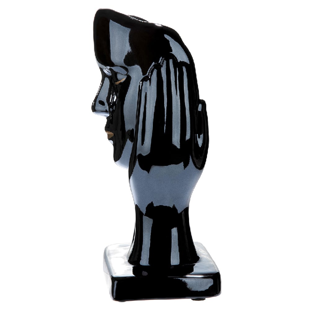 Ocala Ceramic Ear Covering Sculpture In Black And Gold