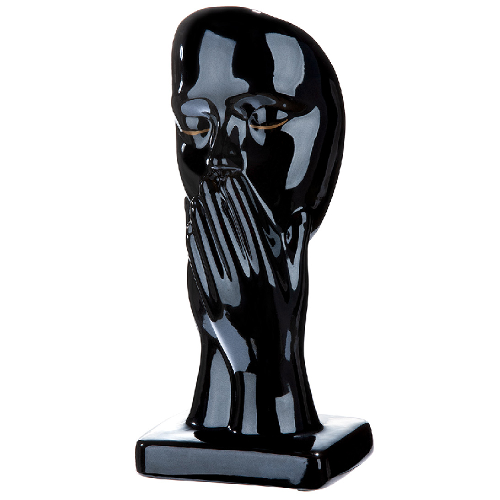 Ocala Ceramics 3 Head Figures Sculpture In Black And Gold