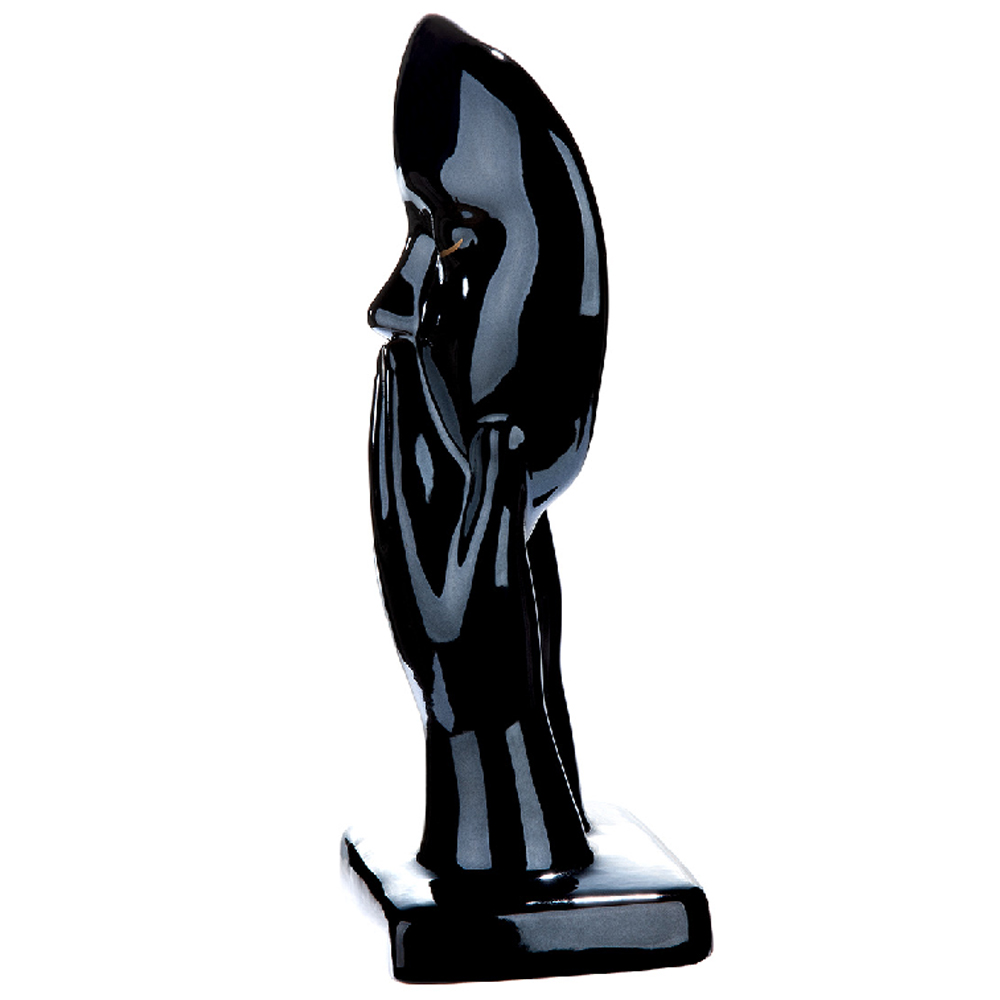 Ocala Ceramic Mouth Covering Sculpture In Black And Gold