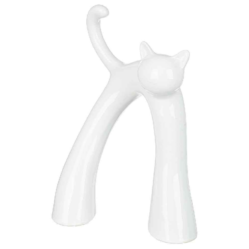 Ocala Ceramics 2 Cat Sculpture In White And Silver