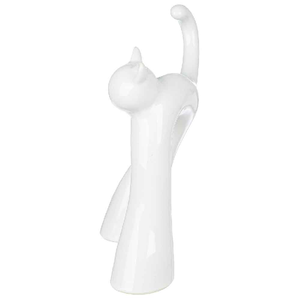Ocala Ceramics 2 Cat Sculpture In White And Silver