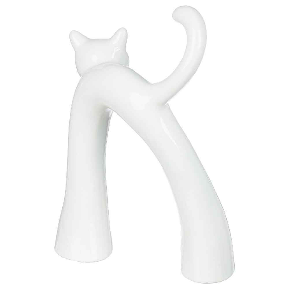 Ocala Ceramics 2 Cat Sculpture In White And Silver