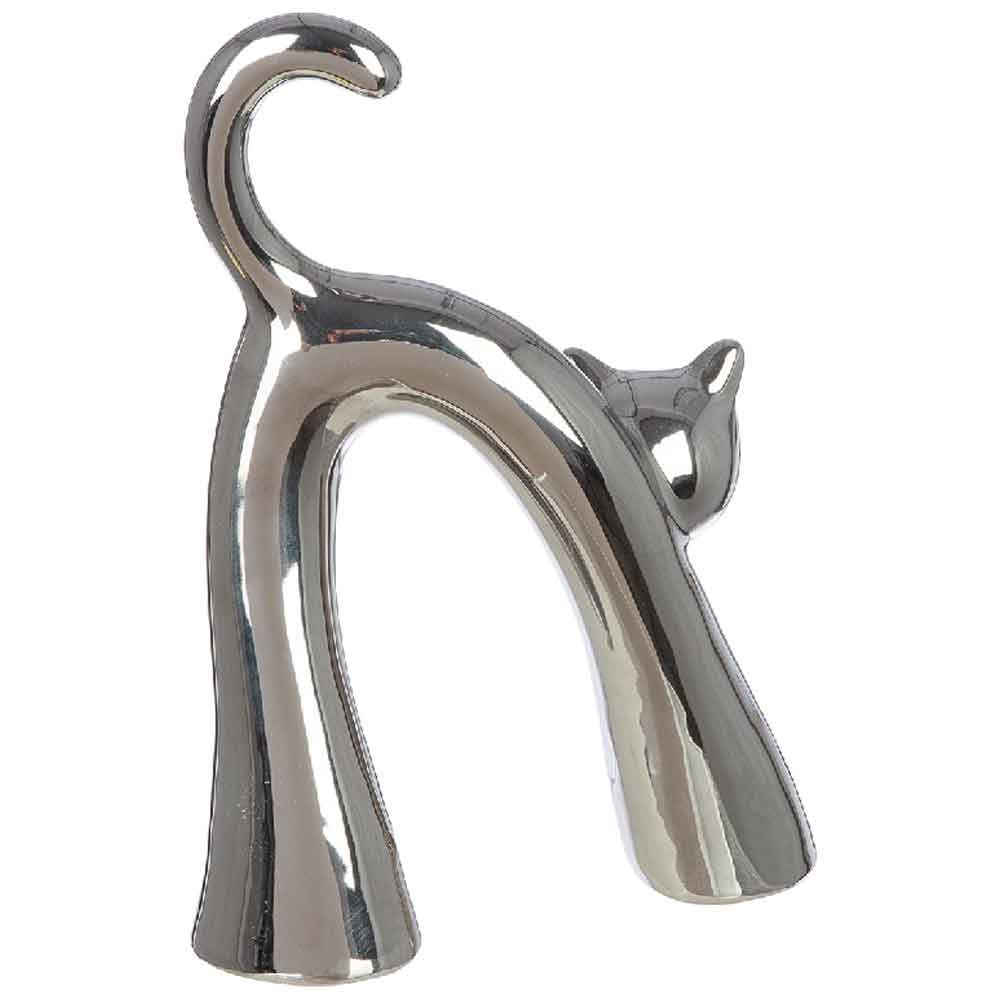 Ocala Ceramics 2 Cat Sculpture In White And Silver