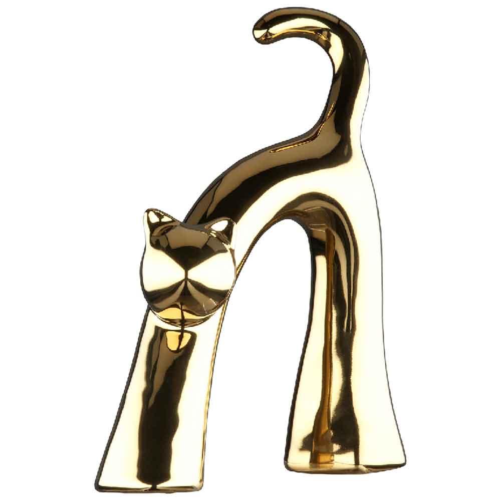 Ocala Ceramics 2 Cat Sculpture In Black And Gold
