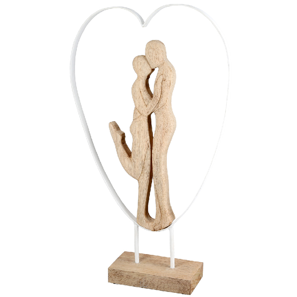 Ocala Wooden Couple Heart Sculpture In Black And Gold