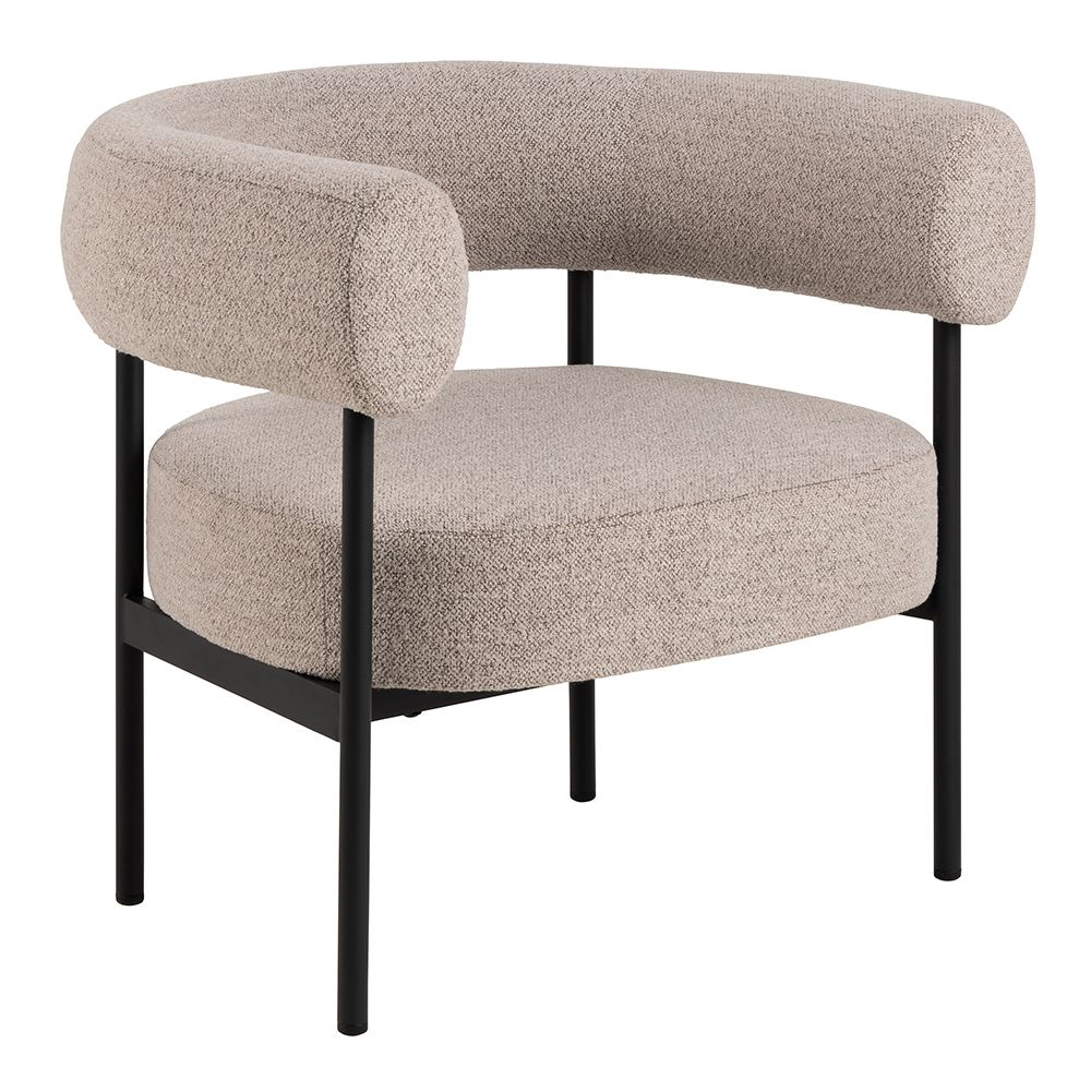 Ocala Fabric Lounge Chair With Black Metal Frame In Beige