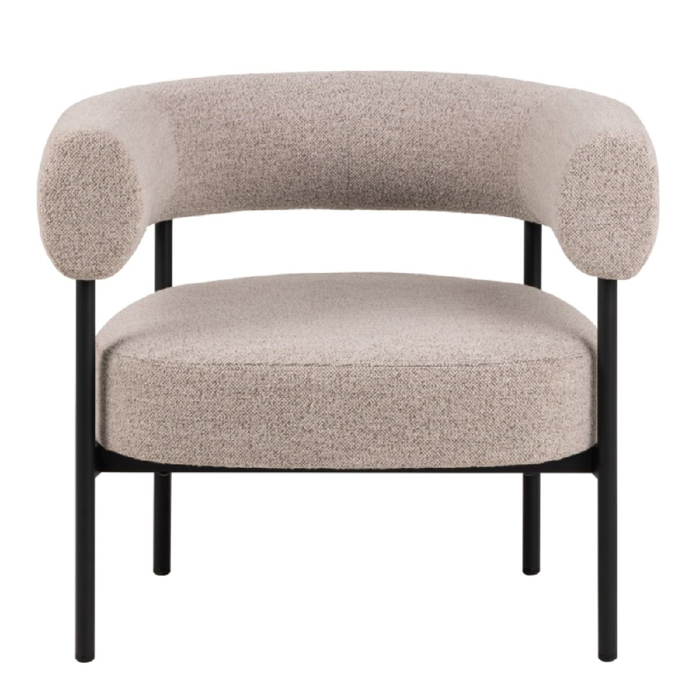 Ocala Fabric Lounge Chair With Black Metal Frame In Beige