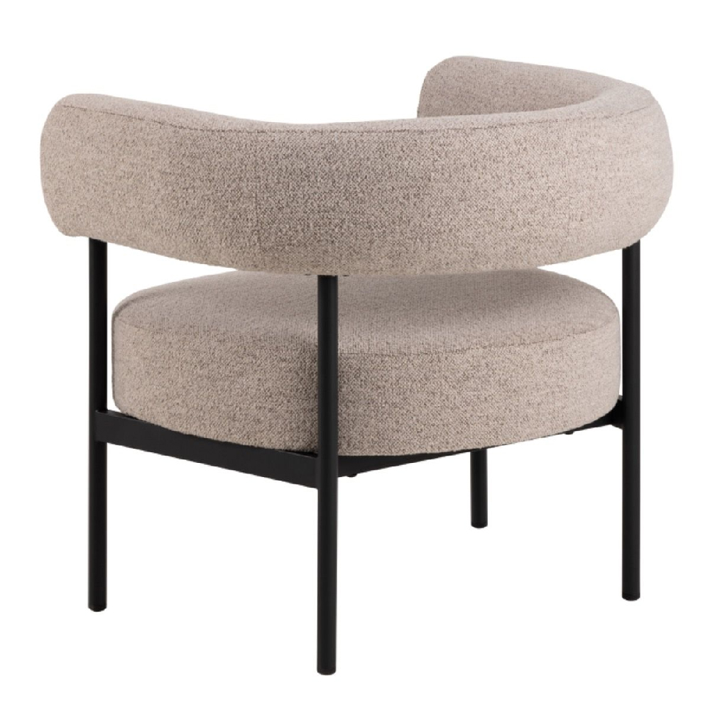 Ocala Fabric Lounge Chair With Black Metal Frame In Beige