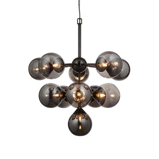 Ocala Glass Shades 11 Lights Ceiling Pendant Light In Black