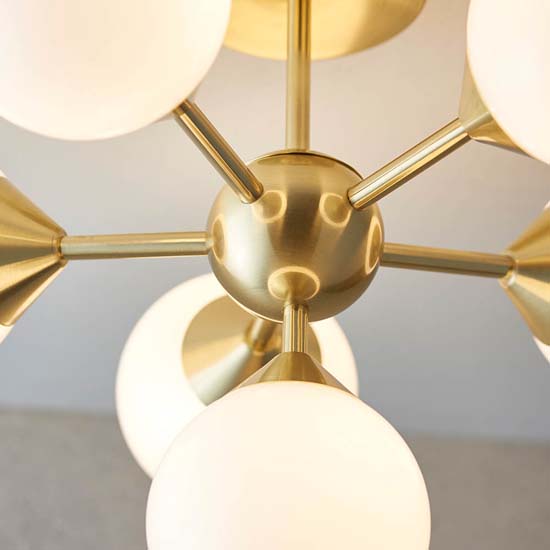 Ocala Glass Shades 6 Lights Semi Flush Ceiling Light In Brass