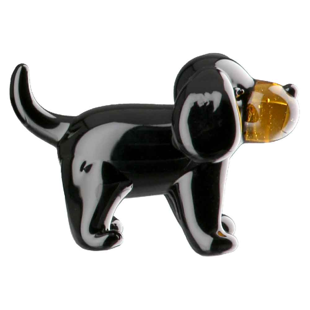 Ocala Glass Small Dog Sculpture In Black And Brown