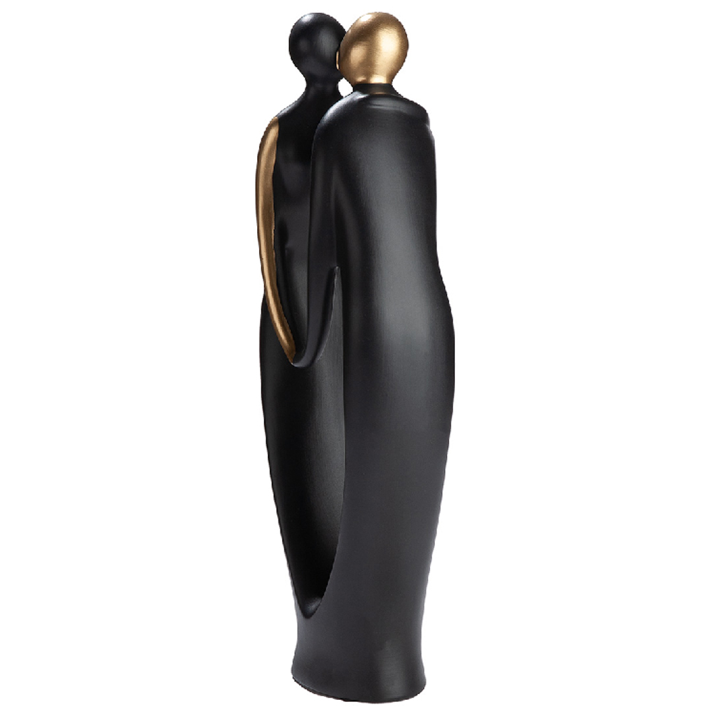 Ocala Large Ceramics Couple Kiss Sculpture In Black And Gold