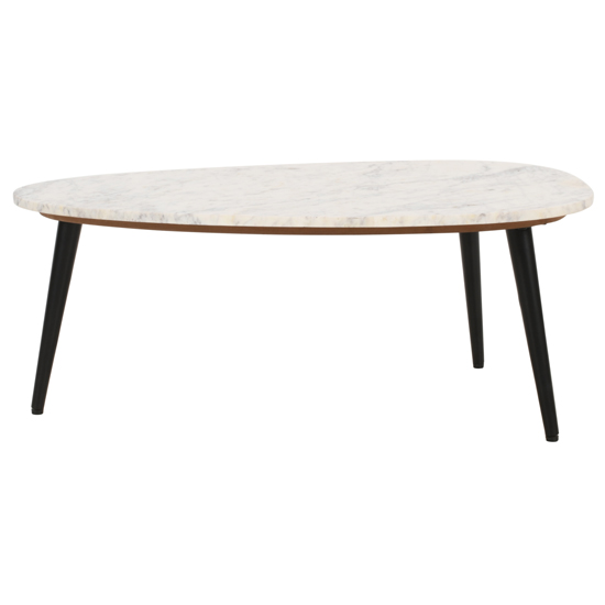 Ocala Marble Coffee Table Triangle In White With Metal Legs