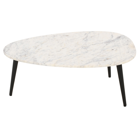 Ocala Marble Coffee Table Triangle In White With Metal Legs